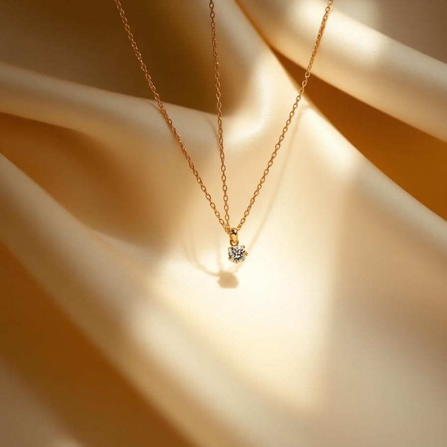 Fine gold chain necklace with a small pendant